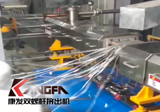 65高扭+PLC，尼龍加纖雙螺桿造粒機(jī)試機(jī)